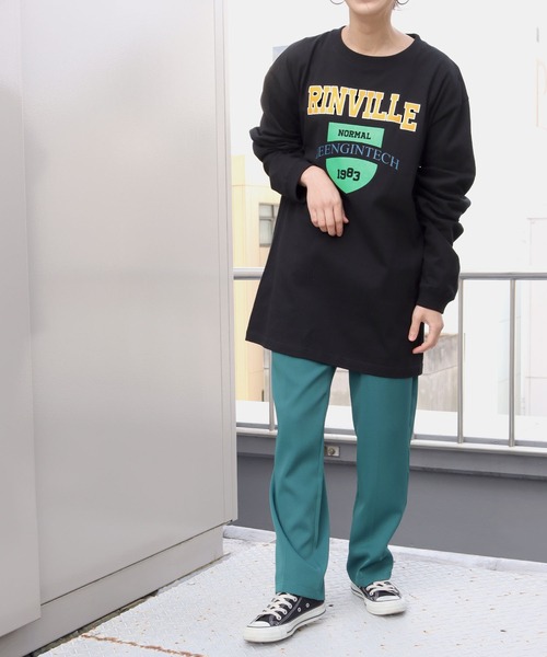 HER CLOSET(ハークローゼット)の「【shemoshelly】WEB限定ビッグシルエットカレッジロゴロンT【ユニセックス】(Tシャツ/カットソー・レディース・ホワイト/チャコールグレー/ブラック/ネイビー/グリーン/杢グレー・M/L/XL)」の22枚目の写真