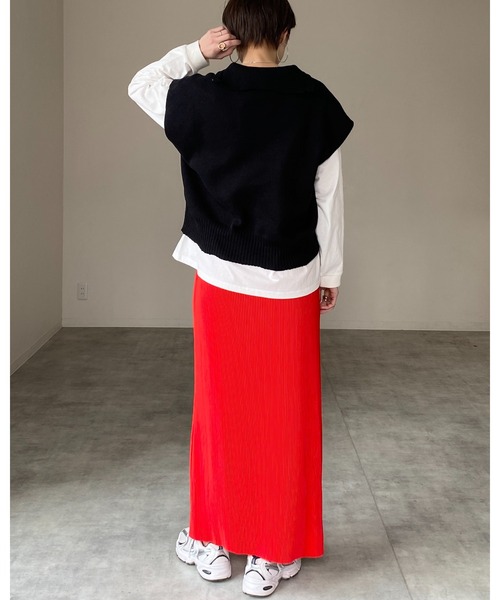 She's Closet(シーズクローゼット)の「ハーフジップ襟付きオーバーサイズドルマンニットベスト(ベスト・レディース・アイボリー/グリーン/ベージュ/ブラック・FREE)」の9枚目の写真