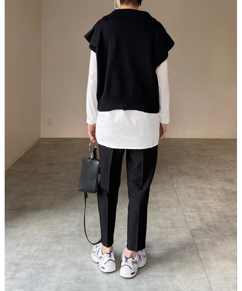 She's Closet(シーズクローゼット)の「ハーフジップ襟付きオーバーサイズドルマンニットベスト(ベスト・レディース・アイボリー/グリーン/ベージュ/ブラック・FREE)」の11枚目の写真