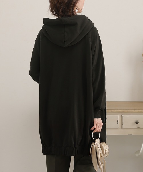 ElegChic（エレグシック）の「裏起毛ビックシルエットフルジップパーカー（パーカー・レディース・ライトベージュ/ライトカーキ/ブラック/杢グレー・M/4L/XL）」の7枚目の写真