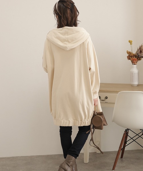ElegChic（エレグシック）の「裏起毛ビックシルエットフルジップパーカー（パーカー・レディース・ライトベージュ/ライトカーキ/ブラック/杢グレー・M/4L/XL）」の15枚目の写真