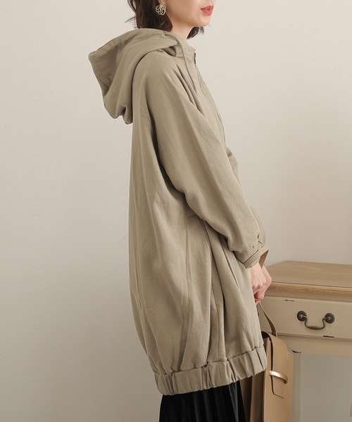 ElegChic（エレグシック）の「裏起毛ビックシルエットフルジップパーカー（パーカー・レディース・ライトベージュ/ライトカーキ/ブラック/杢グレー・M/4L/XL）」の18枚目の写真