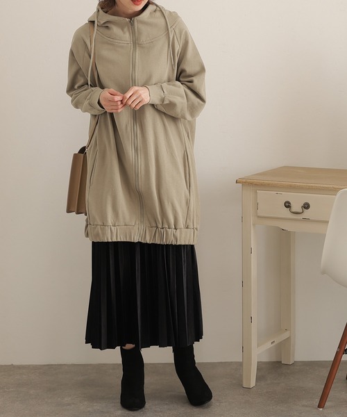 ElegChic（エレグシック）の「裏起毛ビックシルエットフルジップパーカー（パーカー・レディース・ライトベージュ/ライトカーキ/ブラック/杢グレー・M/4L/XL）」の20枚目の写真