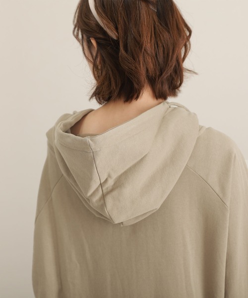 ElegChic（エレグシック）の「裏起毛ビックシルエットフルジップパーカー（パーカー・レディース・ライトベージュ/ライトカーキ/ブラック/杢グレー・M/4L/XL）」の22枚目の写真