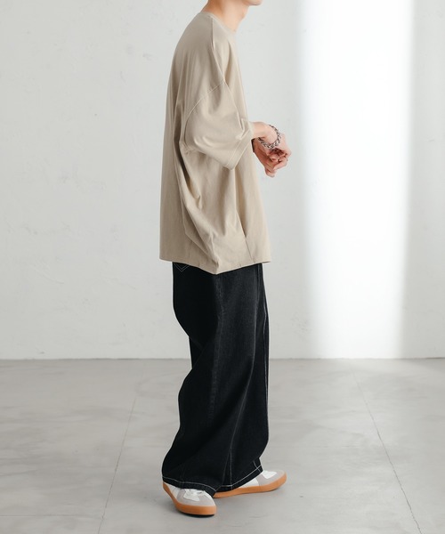 epnok（エプノック）の「タックオーバーTee（Tシャツ/カットソー・メンズ・チャコールグレー/ブラック/オフホワイト/グレイッシュベージュ/ブラウン/グリーン/グレイッシュブルー・SMALL/MEDIUM/LARGE）」の17枚目の写真