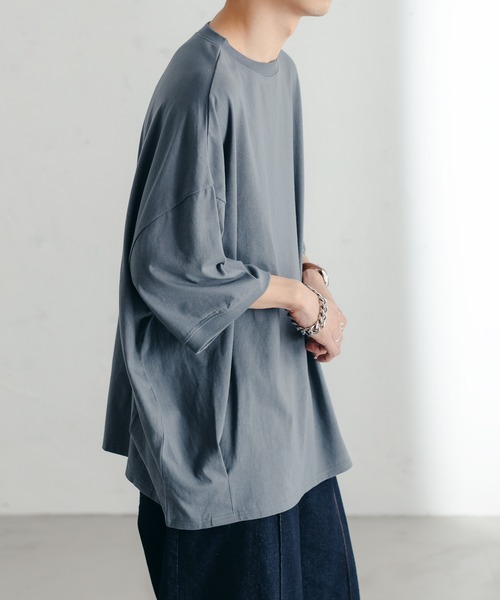 epnok（エプノック）の「タックオーバーTee（Tシャツ/カットソー・メンズ・チャコールグレー/ブラック/オフホワイト/グレイッシュベージュ/ブラウン/グリーン/グレイッシュブルー・SMALL/MEDIUM/LARGE）」の9枚目の写真