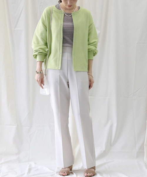 HONEYSUCKLE ROSE（ハニーサックルローズ）の「【HONEYSUCKLE ROSE】テレコスナップカーディガン（カーディガン/ボレロ・レディース・ブラック/グリーン/キナリ・M/L）」の6枚目の写真