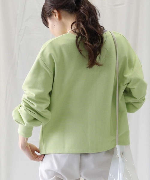 HONEYSUCKLE ROSE（ハニーサックルローズ）の「【HONEYSUCKLE ROSE】テレコスナップカーディガン（カーディガン/ボレロ・レディース・ブラック/グリーン/キナリ・M/L）」の7枚目の写真