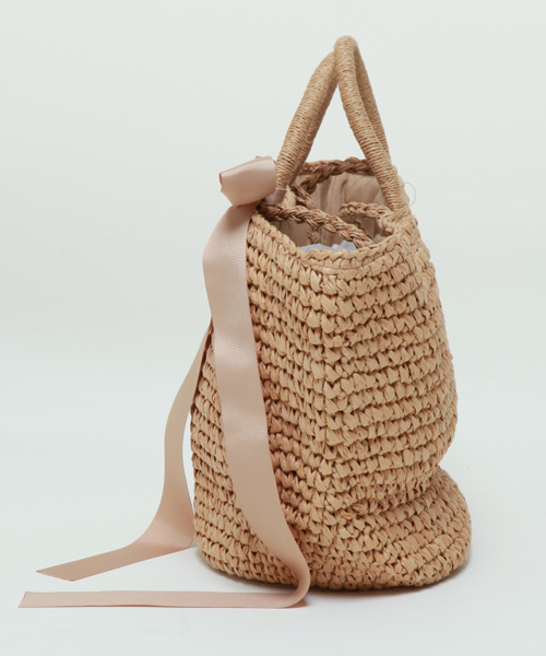 Tiara（ティアラ）の「Bilitis  （ビリティス）　カゴバック　小（かごバッグ・レディース・ホワイト/ブラック/ベージュ・9）」の4枚目の写真