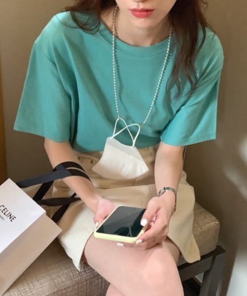 MANGROVE(マングローブ)の「BASICレギュラーフィットTシャツ(Tシャツ/カットソー・レディース・ピンク/ライトグリーン/グリーン/イエロー/ホワイト/パープル/オレンジ/ブラック・FREE)」の4枚目の写真