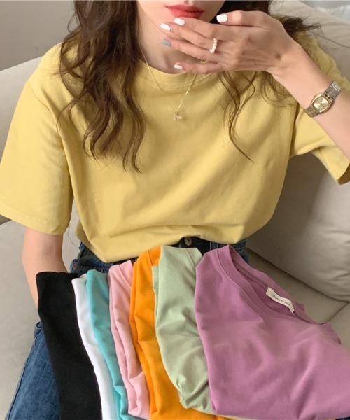 MANGROVE(マングローブ)の「BASICレギュラーフィットTシャツ(Tシャツ/カットソー・レディース・ピンク/ライトグリーン/グリーン/イエロー/ホワイト/パープル/オレンジ/ブラック・FREE)」の16枚目の写真