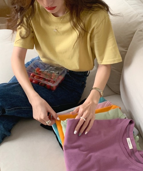 MANGROVE(マングローブ)の「BASICレギュラーフィットTシャツ(Tシャツ/カットソー・レディース・ピンク/ライトグリーン/グリーン/イエロー/ホワイト/パープル/オレンジ/ブラック・FREE)」の15枚目の写真