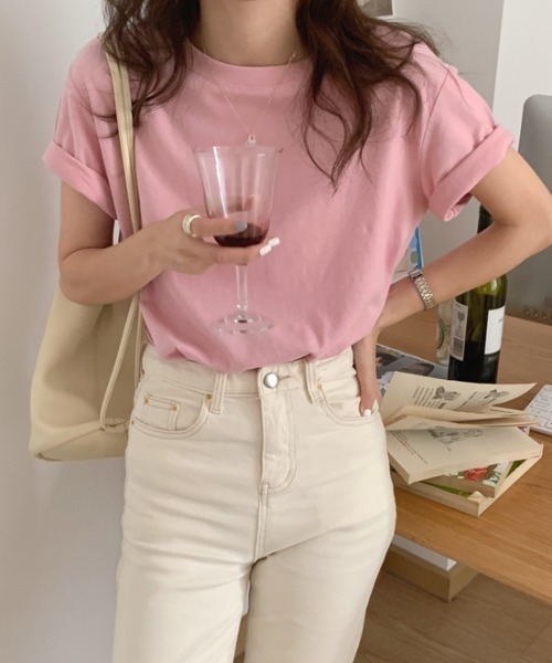 MANGROVE(マングローブ)の「BASICレギュラーフィットTシャツ(Tシャツ/カットソー・レディース・ピンク/ライトグリーン/グリーン/イエロー/ホワイト/パープル/オレンジ/ブラック・FREE)」の21枚目の写真