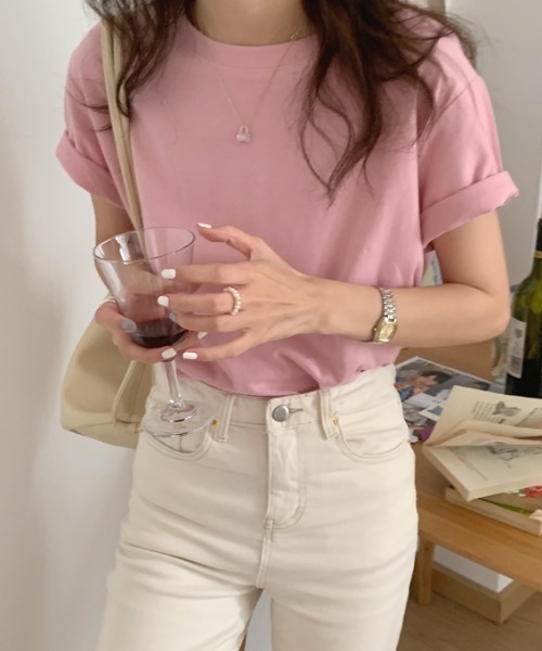 MANGROVE(マングローブ)の「BASICレギュラーフィットTシャツ(Tシャツ/カットソー・レディース・ピンク/ライトグリーン/グリーン/イエロー/ホワイト/パープル/オレンジ/ブラック・FREE)」の13枚目の写真