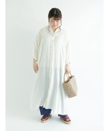Samansa Mos2 | リネンパフスリーブシャツワンピース(ワンピース)