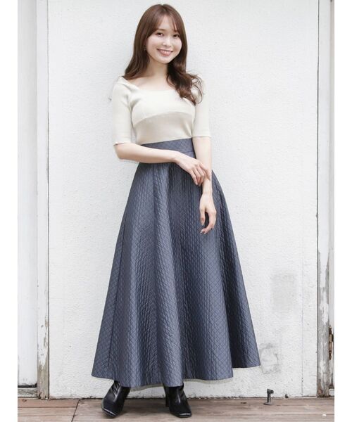 MERCURYDUO（マーキュリーデュオ）の「コンパクトブロッキングリブニット（ニット/セーター・レディース・ブラック/オフホワイト/ピンク/イエロー・FREE）」の6枚目の写真