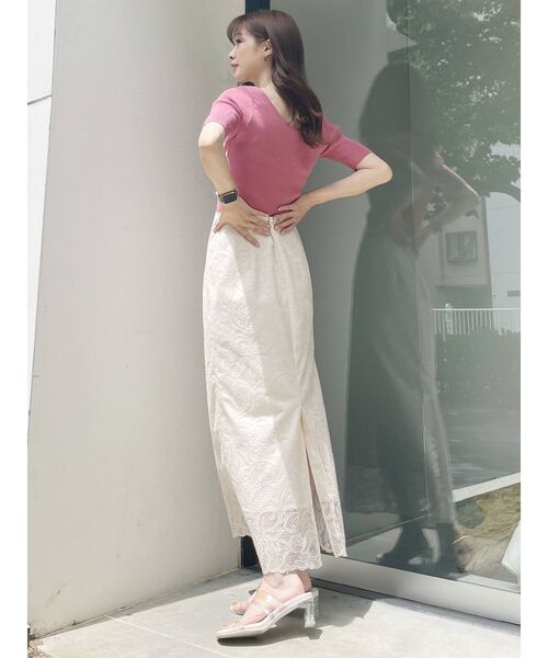 MERCURYDUO（マーキュリーデュオ）の「コンパクトブロッキングリブニット（ニット/セーター・レディース・ブラック/オフホワイト/ピンク/イエロー・FREE）」の10枚目の写真