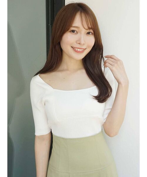 MERCURYDUO（マーキュリーデュオ）の「コンパクトブロッキングリブニット（ニット/セーター・レディース・ブラック/オフホワイト/ピンク/イエロー・FREE）」の18枚目の写真