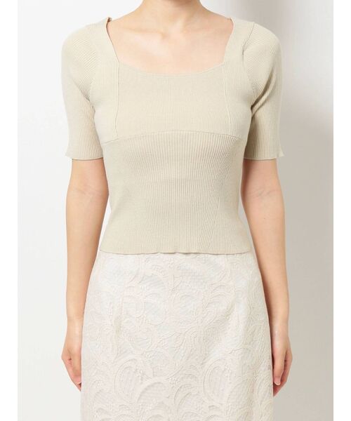 MERCURYDUO（マーキュリーデュオ）の「コンパクトブロッキングリブニット（ニット/セーター・レディース・ブラック/オフホワイト/ピンク/イエロー・FREE）」の19枚目の写真