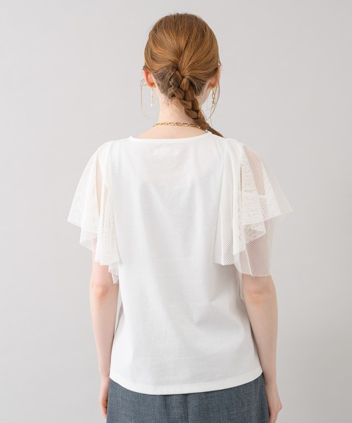 ROSIEE（ロージー）の「ROSIEE 異素材切替フリルトップス（Tシャツ/カットソー・レディース・ブラック/ホワイト・FREE）」の12枚目の写真