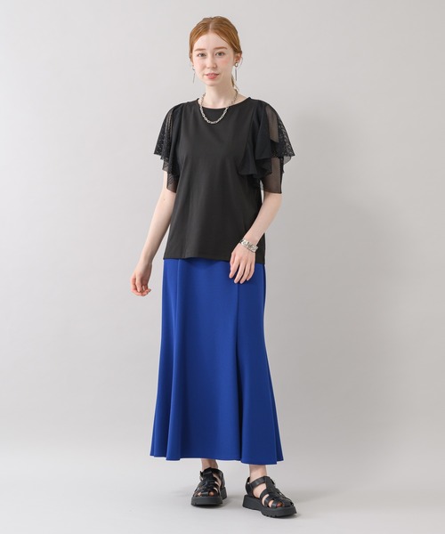 ROSIEE（ロージー）の「ROSIEE 異素材切替フリルトップス（Tシャツ/カットソー・レディース・ブラック/ホワイト・FREE）」の17枚目の写真