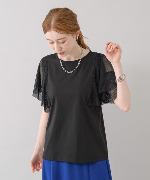 ROSIEE（ロージー）の「ROSIEE 異素材切替フリルトップス（Tシャツ/カットソー・レディース・ブラック/ホワイト・FREE）」の21枚目の写真