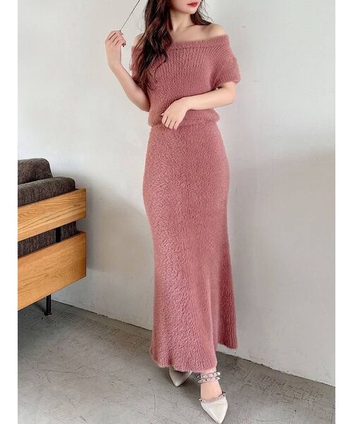 RESEXXY(リゼクシー)の「ミニシャギーニットフレアワンピース(ワンピース・レディース・ホワイト/ブラック/ピンク/ベージュ・FREE)」の4枚目の写真