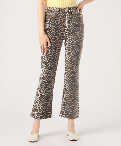 GANNI レオパード デニム クロップド フレアパンツ GANNI レオパード デニム クロップド フレアパンツ