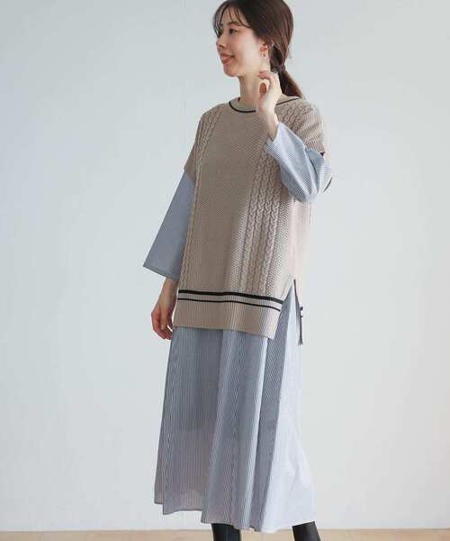 URBAN RESEARCH DOORS(アーバンリサーチドアーズ)の「ボートネックチルデンベスト(ニット/セーター・レディース・グレー系その他/キャメル・ONE)」の19枚目の写真