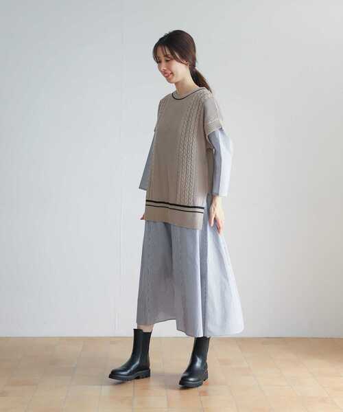 URBAN RESEARCH DOORS(アーバンリサーチドアーズ)の「ボートネックチルデンベスト(ニット/セーター・レディース・グレー系その他/キャメル・ONE)」の8枚目の写真