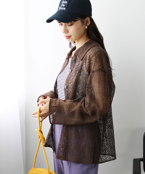 GeeRA（ジーラ）の「衿付レースシャツ（シャツ/ブラウス・レディース・ブラウン/アイボリー・MEDIUM/LARGE）」の14枚目の写真