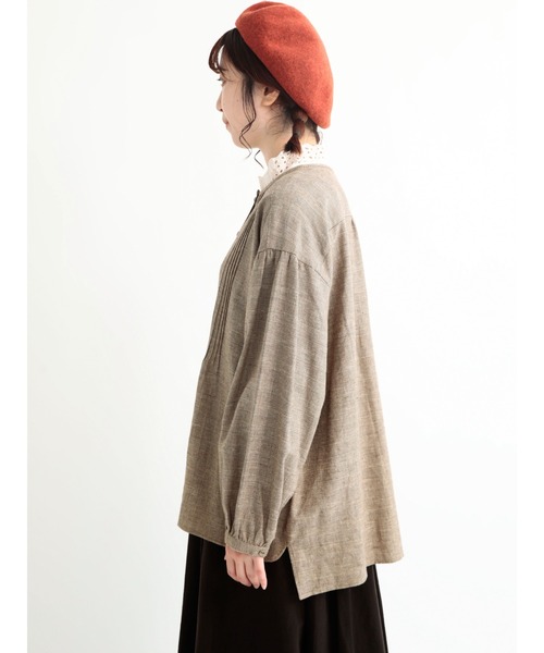 Samansa Mos2（サマンサ モスモス）の「ピンタック前開きブラウス（シャツ/ブラウス・レディース・ブラック/グリーン/オフホワイト/ブラウン・ﾌﾘ-）」の12枚目の写真