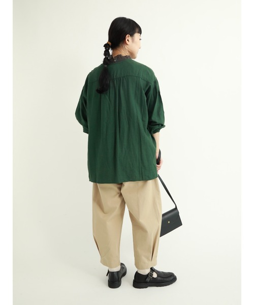 Samansa Mos2（サマンサ モスモス）の「ピンタック前開きブラウス（シャツ/ブラウス・レディース・ブラック/グリーン/オフホワイト/ブラウン・ﾌﾘ-）」の11枚目の写真