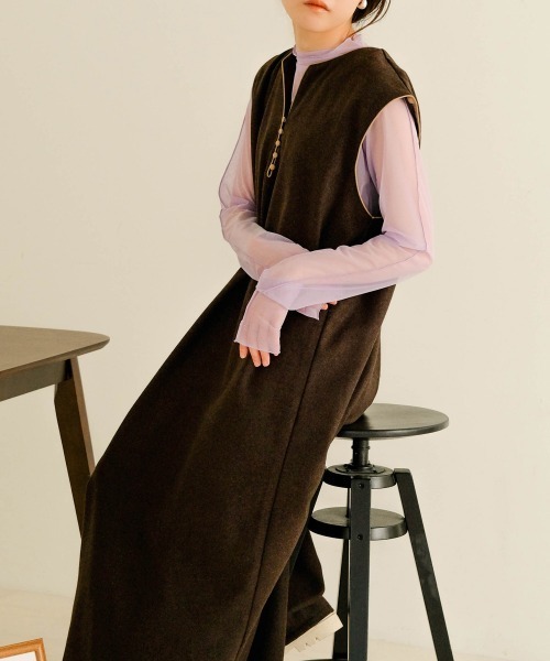 Bab（バブ）の「スキッパーパイピングワンピース（ワンピース・レディース・ブラック/ブラウン/サンドベージュ・M）」の3枚目の写真