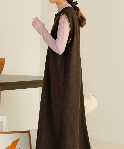 Bab（バブ）の「スキッパーパイピングワンピース（ワンピース・レディース・ブラック/ブラウン/サンドベージュ・M）」の5枚目の写真