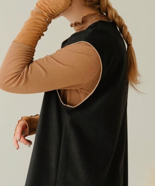 Bab（バブ）の「スキッパーパイピングワンピース（ワンピース・レディース・ブラック/ブラウン/サンドベージュ・M）」の21枚目の写真