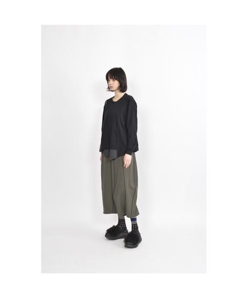 gomme（ゴム）の「ウォームＰツイル　ウェーブ切替パンツ（その他パンツ・レディース・ブラック/カーキ/ブルー・MEDIUM）」の6枚目の写真