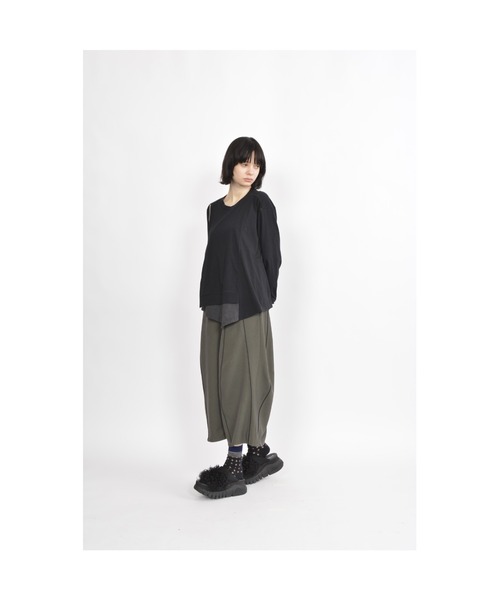 gomme（ゴム）の「ウォームＰツイル　ウェーブ切替パンツ（その他パンツ・レディース・ブラック/カーキ/ブルー・MEDIUM）」の7枚目の写真