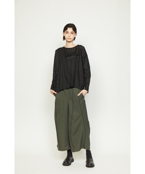 gomme（ゴム）の「ウォームＰツイル　ウェーブ切替パンツ（その他パンツ・レディース・ブラック/カーキ/ブルー・MEDIUM）」の15枚目の写真