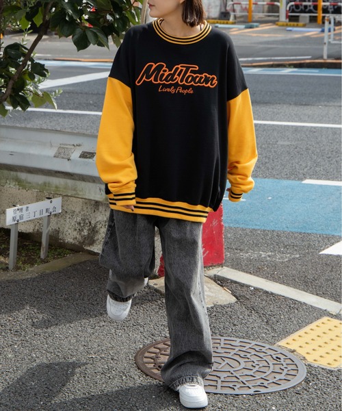 WEGO（ウィゴー）の「WEGO/ヘビーウエイト バイカラースリーブロゴプルオーバー（スウェット・メンズ・ブラック/グレー系その他/ネイビー/グレー・LARGE/MEDIUM）」の15枚目の写真