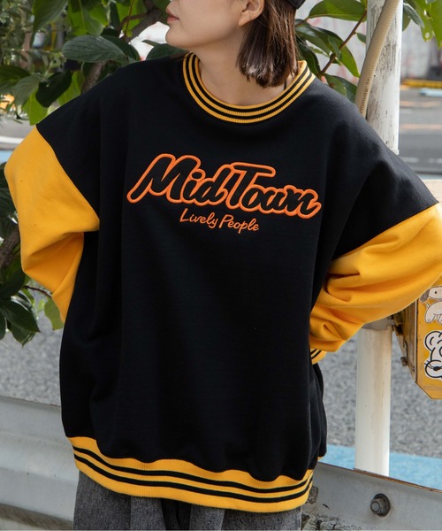 WEGO（ウィゴー）の「WEGO/ヘビーウエイト バイカラースリーブロゴプルオーバー（スウェット・メンズ・ブラック/グレー系その他/ネイビー/グレー・LARGE/MEDIUM）」の11枚目の写真