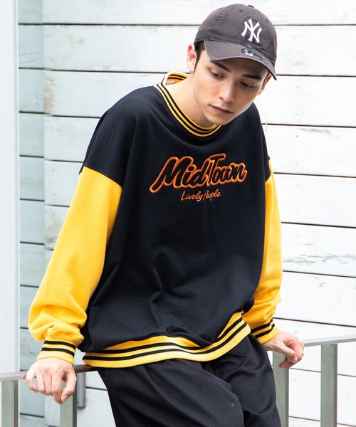 WEGO（ウィゴー）の「WEGO/ヘビーウエイト バイカラースリーブロゴプルオーバー（スウェット・メンズ・ブラック/グレー系その他/ネイビー/グレー・LARGE/MEDIUM）」の7枚目の写真