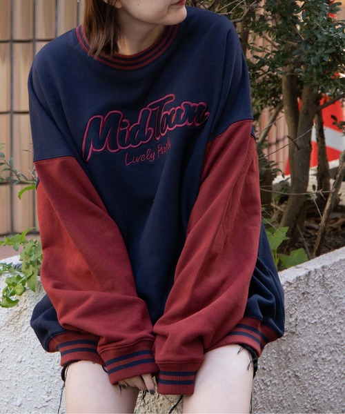 WEGO（ウィゴー）の「WEGO/ヘビーウエイト バイカラースリーブロゴプルオーバー（スウェット・メンズ・ブラック/グレー系その他/ネイビー/グレー・LARGE/MEDIUM）」の10枚目の写真