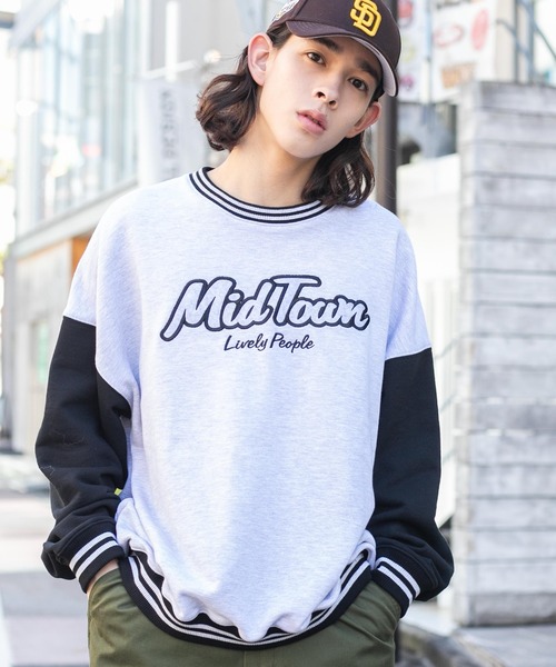 WEGO（ウィゴー）の「WEGO/ヘビーウエイト バイカラースリーブロゴプルオーバー（スウェット・メンズ・ブラック/グレー系その他/ネイビー/グレー・LARGE/MEDIUM）」の16枚目の写真