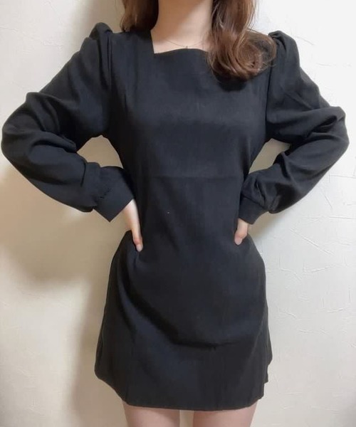 fiere（フィエール）の「スクエアネックミニワンピース（ワンピース・レディース・ブラック/ブラウン・MEDIUM/SMALL/LARGE）」の2枚目の写真