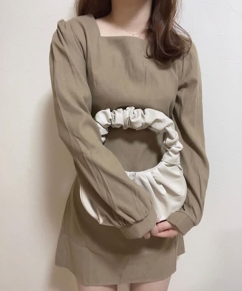 fiere（フィエール）の「スクエアネックミニワンピース（ワンピース・レディース・ブラック/ブラウン・MEDIUM/SMALL/LARGE）」の7枚目の写真