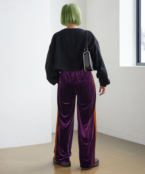 PBLIM（ページボーイリム）の「PAGEBOYLIM/ベロアラインパンツ（その他パンツ・レディース・パープル/ブラウン・FREE）」の4枚目の写真