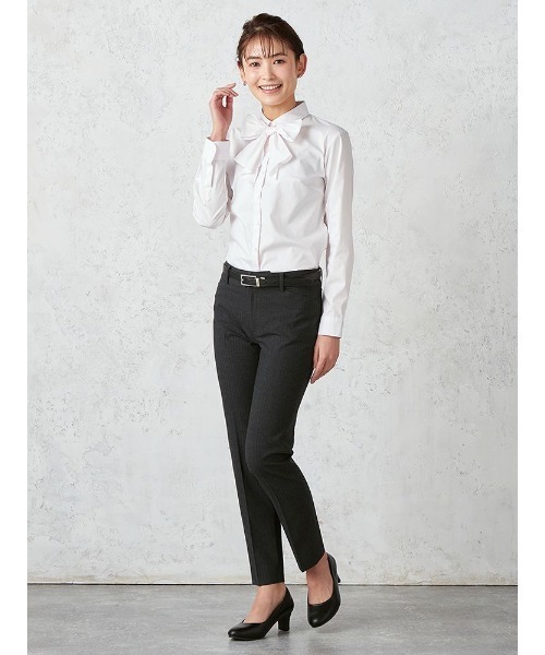 Perfect Suit FActory（パーフェクトスーツファクトリー）の「フレッシャーズ　2WAYリボン　レギュラー（ビジネスシャツ・レディース・ライトピンク/ホワイト/サックスブルー・11号/13号/15号/7号/5号/9号）」の15枚目の写真