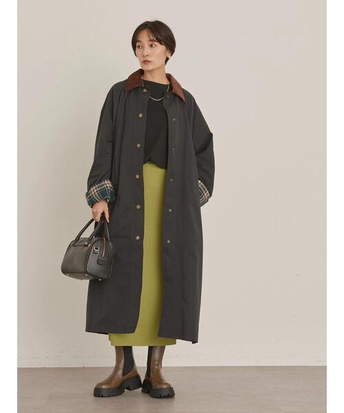 AMERICAN HOLIC（アメリカンホリック）の「衿コール天ステンカラーコート（ステンカラーコート・レディース・ブラック/ベージュ・M/L）」の5枚目の写真