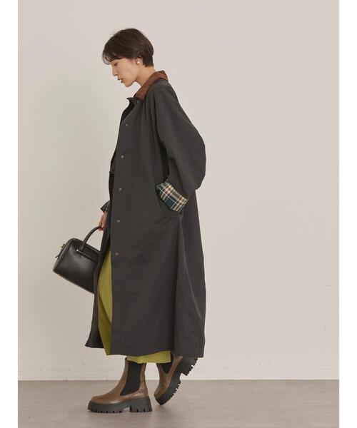 AMERICAN HOLIC（アメリカンホリック）の「衿コール天ステンカラーコート（ステンカラーコート・レディース・ブラック/ベージュ・M/L）」の8枚目の写真